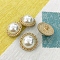 Alloy Shank Buttons, with Imitation Pearl Beads, 1-Hole, Half Round, Golden, 20mm