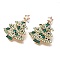 Christmas Alloy Rhinestone Stud Earrings for Women, Christmas Tree, Golden, 45.5~46.5x37~37.5mm