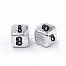 Antique Silver Plated Acrylic Beads, Cube with Black Number, Num.8, 6mm, Hole: 3mm, about 150000pcs/25000g