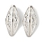 Leaf Brass Stud Earrings for Women, Lead Free & Cadmium Free, Platinum, 56x25.5mm