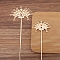 Alloy Enamel Hair Stick Finding, Ancient Style Hanfu Accessories for Women, Flower, Light Gold, 120mm