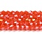 Opaque Solid Color Electroplate Glass Beads Strands, AB Color Plated, Faceted, Bicone, Orange Red, 4x4mm, Hole: 0.8mm, about 87~98pcs/strand, 12.76~14.61 inch(32.4~37.1cm)