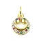 Brass Micro Pave Cubic Zirconia Pendants, with Jump Ring, Real 18K Gold Plated, Flat Round with Smiling Face Charm, Colorful, 11x8.5x2mm, Hole: 3mm