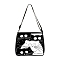 Cat Polyester Shoulder Bags, for Women Bags, Rectangle, Black, 24x20cm