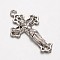 Cross Brass Pendants, Cadmium Free & Nickel Free & Lead Free, Platinum, 28x17x3mm, Hole: 1mm