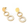Crystal Rhinestone Ring Long Dangle Stud Earrings with 316 Stainless Steel Pins EJEW-F285-07G-1