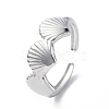 304 Stainless Steel Shell Open Cuff Ring for Women RJEW-C046-04P-1