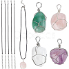 BENECREAT 4Pcs 4 Style Natural Gemstone Wire Wrapped Pendant Necklaces NJEW-BC0001-05-1