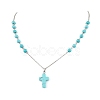 Cross Synthetic Turquoise Pendant Necklaces NJEW-JN05009-1