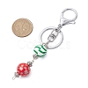 Dyed Natural Wood Round Beaded Keychain KEYC-JKC00931-3