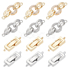 SUNNYCLUE 12Pcs 4 Style Brass Micro Pave Clear Cubic Zirconia Fold Over Clasps & Brass Fold Over Clasps KK-SC0004-10-1