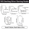 Beebeecraft 5 Pair 5 Style 925 Sterling Silver Earring Hooks & Leverback & Hoop Earrings Findings DIY-BBC0001-76-2