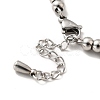 304 Stainless Steel Snowflake Charm Bracelet with 201 Stainless Steel Round Beads for Women BJEW-B057-19P-4