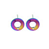 Rainbow Color 304 Stainless Steel Stud Earring Findings STAS-N098-019-2