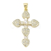 Rack Plating Brass Micro Pave Clear Cubic Zirconia Enamel Pearl
 Pendants KK-R163-01C-G-1