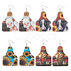 4 Pairs 4 Styles Cattle with Sunflower PU Imitation Leather Cow Tag Dangle Earrings for Women EJEW-TA0001-07-2