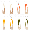 4 Pair 4 Color Resin & Wood Dangle Earrings EJEW-AB00042-1