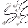 Ocean Theme Alloy Pendant Necklace with Imitation Leather Cords NJEW-JN04495-1