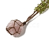 Natural Rose Quartz Braided Bead Pendant Necklacess NJEW-K258-05D-2