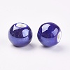 Pearlized Dark Blue Handmade Porcelain Round Beads X-PORC-D001-12mm-14-2