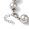 Non-Tarnish 304 Stainless Steel Beads Ball Chain Bracelets for Women BJEW-B092-01C-P-3