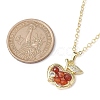 Apple Brass Micro Pave Cubic Zirconia with Natural Agate(Dyed) Pendants Necklaces NJEW-TA00154-3