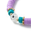 Handmade Evil Eye Lampwork Round Beads Stretch Bracelet Set for Teen Girl Women BJEW-JB07001-7
