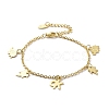 201 Stainless Steel Elephant & Leaf & Word OK Charms Bracelet with 304 Stainless Steel Chains for Women BJEW-C019-29G-1