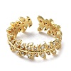 Brass Micro Pave Clear Cubic Zirconia Open Cuff Rings for Women RJEW-G296-02G-2