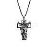 Vintage Stainless Steel Cross Pendant Necklace for Men MW5712-3-1