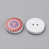 2-Hole Printed Wooden Buttons WOOD-S037-016-2