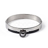 304 Stainless Steel Round Charms Hinged Bangle for Women BJEW-P294-02P-1