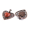 Natural Red Jasper Peach Love Heart Pendants G-G158-01-02-2