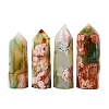 Point Tower Natural Green Cherry Blossom Agate Home Display Decoration PW-WG57748-01-4