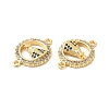 Rack Plating Brass Micro Pave Blue & Clear Cubic Zirconia Connector Charms KK-D087-08G-3