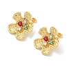 Brass Micro Pave Cubic Zirconia Flower Stud Earrings EJEW-K293-24G-1