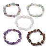 Natural Mixed Stone Chip & Cuboid Beaded Stretch Bracelets for Women BJEW-JB10808-1