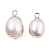 Electroplate Natural Baroque Pearl Keshi Pearl Pendants PEAR-N021-11-3