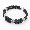 Natural Lava Rock Beads Multi-Strand Bracelets X-BJEW-JB03300-01-1