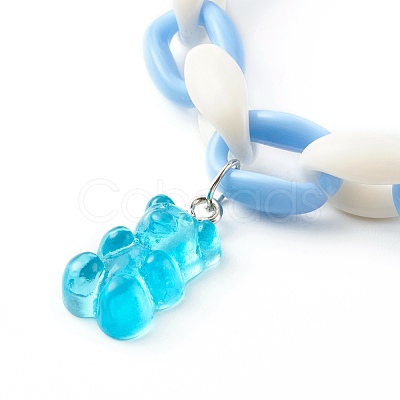 Resin Bear Charm Bracelets BJEW-JB06281-01-1