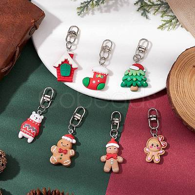 7Pcs 7 Styles Christmas Resin Pendant Decoration HJEW-JM02324-1