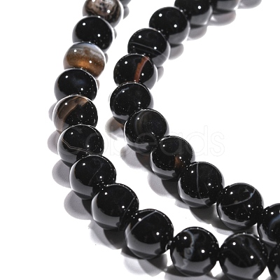 Natural Black Agate Beads Strands G-G391-8mm-01-1