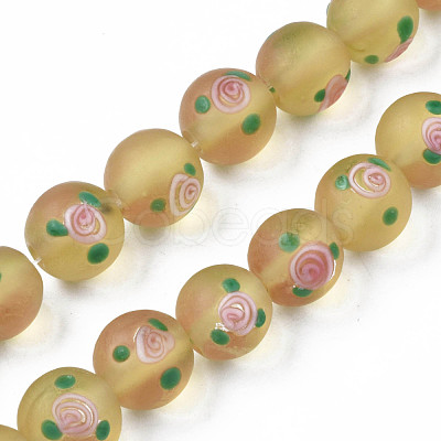 Handmade Frosted Lampwork Beads Strands LAMP-N021-39D-1