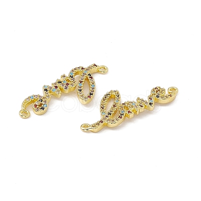 Brass Micro Pave Cubic Zirconia Connector Charms KK-E068-VC082-1