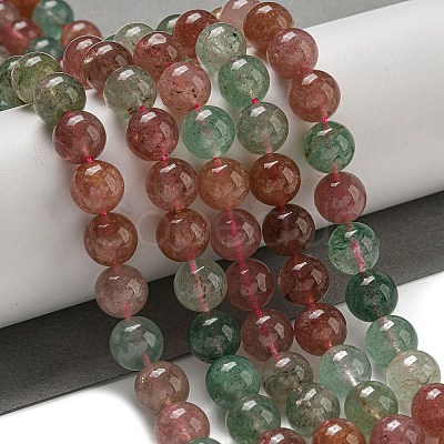 Natural Red and Green Strawberry Quartz Beads Strands G-B099-C03-06-1