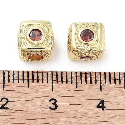 Brass Micro Pave Cubic Zirconia Beads KK-C051-28G-04-1