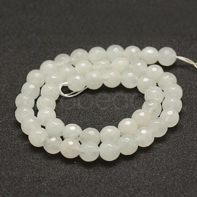 Faceted Natural White Jade Beads Strands G-F448-8mm-1