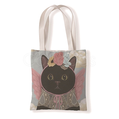 Cat Pattern Canvas Women's Tote Bags PW-WGA189E-05-1