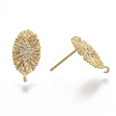 Brass Micro Pave Cubic Zirconia Stud Earring Findings KK-T056-03G-NF-1