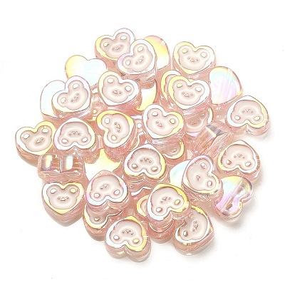 UV Plating Rainbow Iridescent Acrylic Enamel Beads OACR-G012-10A-1